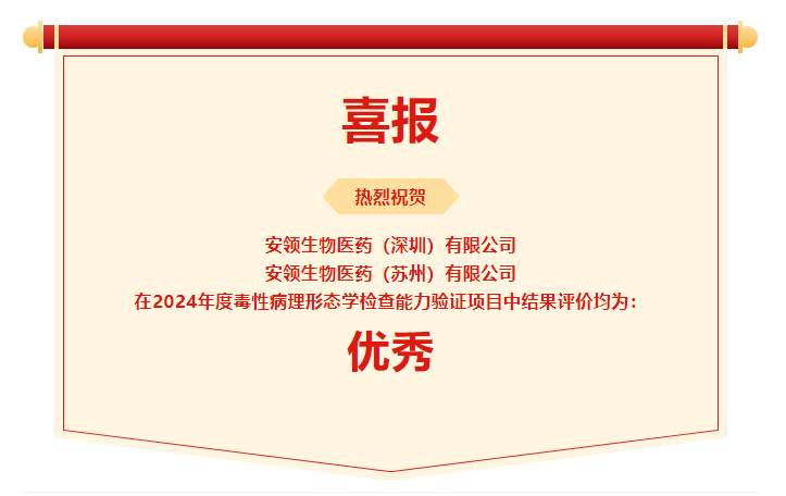 喜報丨安領榮獲2024度毒性病理形態學檢查能力驗證優秀證書